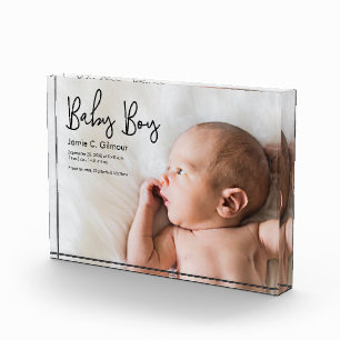 Einfache Baby Boy Ankündigung Modernes Skript Fotoblock
