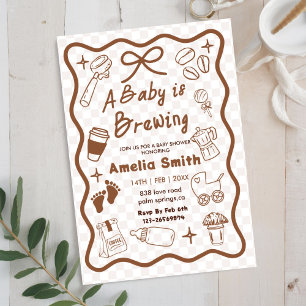 Einfache Baby Braut Doodle Kaffee Baby Shower I Einladung