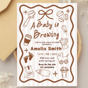 Einfache Baby Braut Doodle Kaffee Baby Shower I Einladung