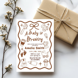 Einfache Baby Braut Doodle Kaffee Baby Shower I Einladung