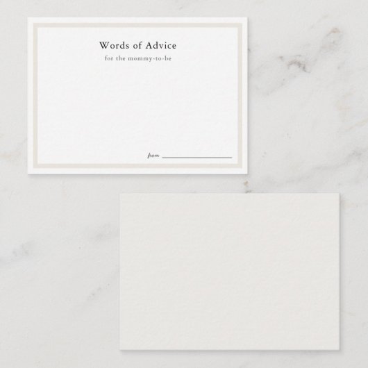 Einfache Baby-Duschberatungskarten Begleitkarte (Vorne/Hinten)