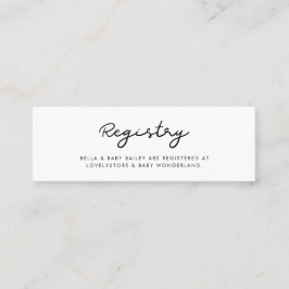 Einfache Baby-Dusche-Registrierungskarte Mini Visitenkarte