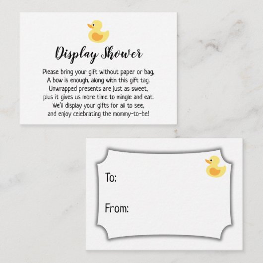 Einfache Baby-Duschkarte, Gummihaube Begleitkarte (Vorne/Hinten)