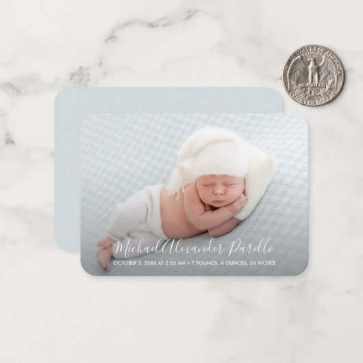 Einfache Baby-Foto-Ankündigung Mitteilungskarte (Vorderseite/Rückseite Beispiel)