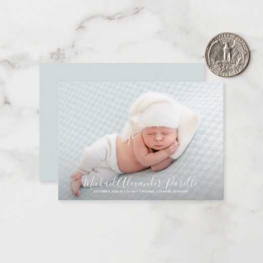 Einfache Baby Foto-Geburtserklärung Mitteilungskarte (Vorderseite/Rückseite Beispiel)