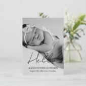 Einfache Baby-Foto-Geburtskarte Ankündigung (Stehend Vorderseite)