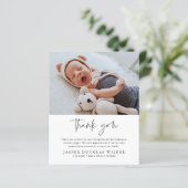 Einfache Baby-Foto-Geburtsstatistik-Dankeskarten (Stehend Vorderseite)