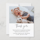 Einfache Baby-Foto-Geburtsstatistik-Dankeskarten (Vorderseite)