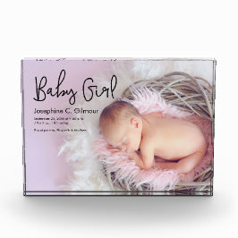 Einfache Baby Girl-Ankündigung Modernes Skript Fotoblock