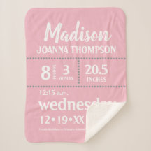 Einfache Baby Girl Geburtsinformation Rosa Grau