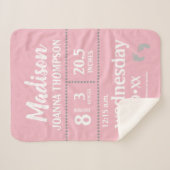 Einfache Baby Girl Geburtsinformation Rosa Grau Sherpadecke (Vorderseite (Horizontal))