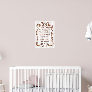 Einfache Baby-Is-Brewing-Doodle-Coffee-Baby-Shower Poster