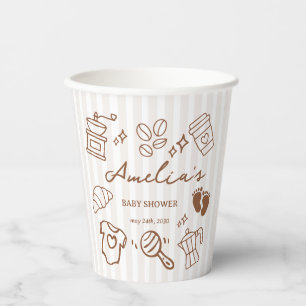 Einfache Baby-Is-Brewing-Doodle-Kaffee-Baby-Party Pappbecher