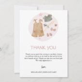 Einfache Baby Kleidung Pink Baby Dusche Dankeskarte (Vorderseite)