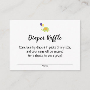 Einfache Baby Shower Windel-Raffle-Tickets, Elefan Begleitkarte