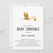Einfache Baby Sprinkle Imitats Gold Foil Stork w B Einladung (Vorderseite)