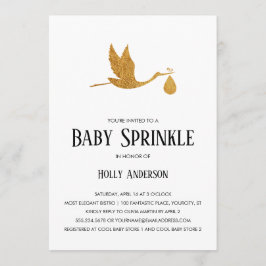 Einfache Baby Sprinkle Imitats Gold Foil Stork w B Einladung