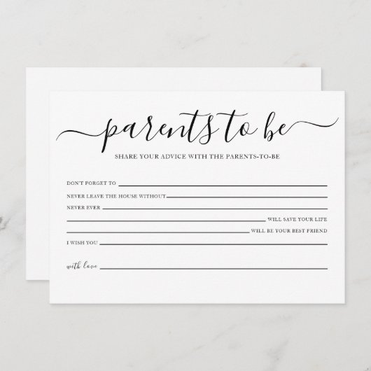 Einfache Babyduschberatung für die Elternkarte Einladung (Vorne/Hinten)