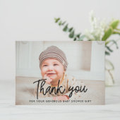 Einfache Babydusche Dank Fotokarte Dankeskarte (Stehend Vorderseite)