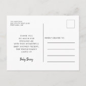 Einfache Babydusche Danke Foto Postkarte (Rückseite)