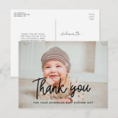 Einfache Babydusche Danke Foto Postkarte (Vorne/Hinten)
