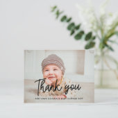 Einfache Babydusche Danke Foto Postkarte (Stehend Vorderseite)