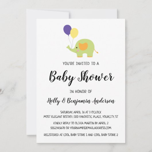 Einfache Babydusche mit Balloons Einladung (Vorderseite)