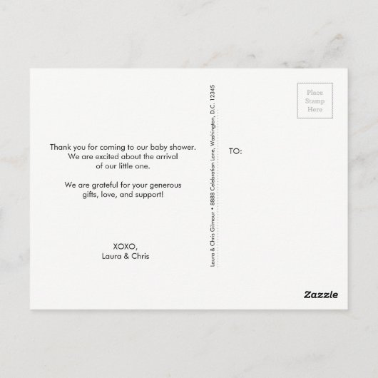 Einfache Babydusche, rosa Postkarte (Rückseite)