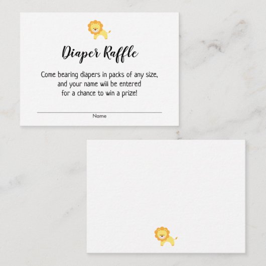 Einfache Babydusche Windeln Raffelscheine mit Löwe Begleitkarte (Vorne/Hinten)