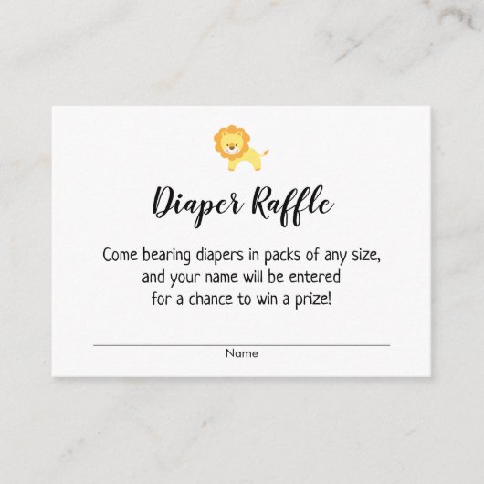 Einfache Babydusche Windeln Raffelscheine mit Löwe Begleitkarte (Vorderseite)