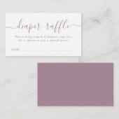 Einfache Babydusche Windeln Raffle Ticket Mauve Begleitkarte (Vorne/Hinten)