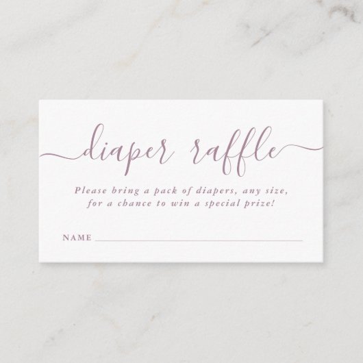 Einfache Babydusche Windeln Raffle Ticket Mauve Begleitkarte (Vorderseite)