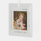Einfache Babyname und Geburtsstaten Foto Keepake Ornament Aus Glas (Vorderseite links)