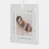 Einfache Babyname und Geburtsstaten Foto Keepake Ornament Aus Glas (Vorderseite links)