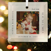 Einfache Babyname und Geburtsstaten Foto Keepake Ornament Aus Glas