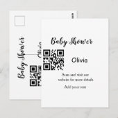 Einfache Babyparty-Website Barcode QR Name hinzufü Postkarte (Vorne/Hinten)