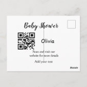 Einfache Babyparty-Website Barcode QR Name hinzufü Postkarte (Rückseite)