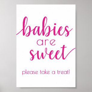 Einfache Babys sind süß Hot Pink Dusche Zeichen Poster
