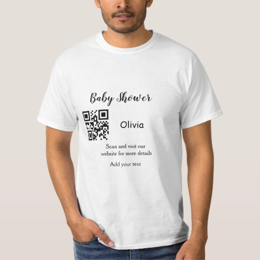 Einfache Babyshower zusammengestellt barcode QR ad T-Shirt (Vorderseite)