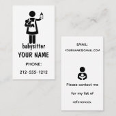 Einfache Babysitter-Visitenkarten Visitenkarte (Vorne/Hinten)