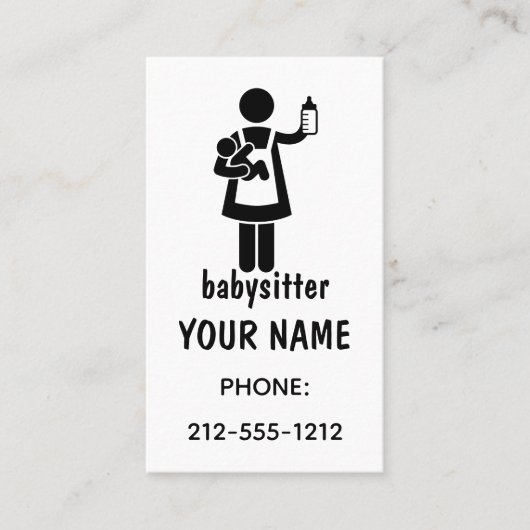 Einfache Babysitter-Visitenkarten Visitenkarte (Vorderseite)