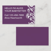 Einfache Babysitting Visitenkarten Visitenkarte (Vorne/Hinten)