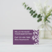 Einfache Babysitting Visitenkarten Visitenkarte (Stehend Vorderseite)