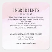 Einfache Backwaren Etikett Rosa Farbe Quadratischer Aufkleber (Vorderseite)