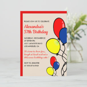 Einfache Ballons zum 57. Geburtstag Einladungen 