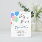 Einfache Balloon Baby Dusche Budget Einladung (Stehend Vorderseite)