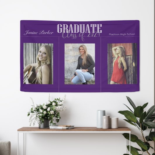 Einfache Banner für eine moderne Lila Foto Graduat