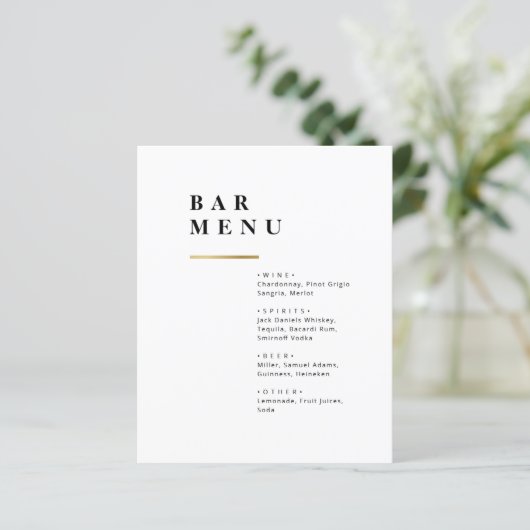 Einfache Bar für Hochzeitsfeiern in Schwarz-Weiß (Stehend Vorderseite)