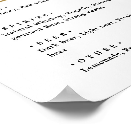 Einfache Bar für Hochzeitsfeiern in Schwarz-Weiß Poster (Ecke)