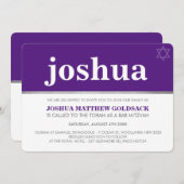 EINFACHE BAR MITZVAH cooler moderner Name Stern li Einladung (Vorne/Hinten)